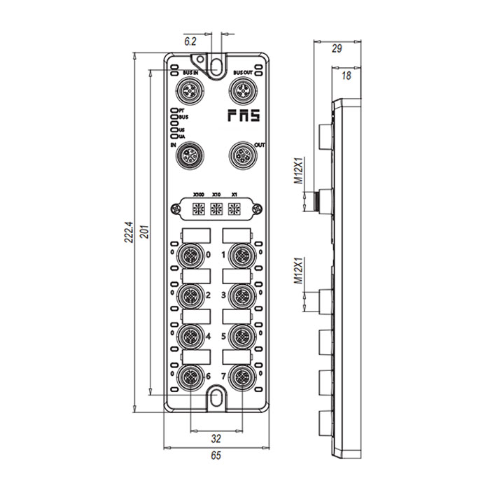 Profibus-DP協議、M12接口、16DI/DO 可配置、PNP、遠程模塊、003E31