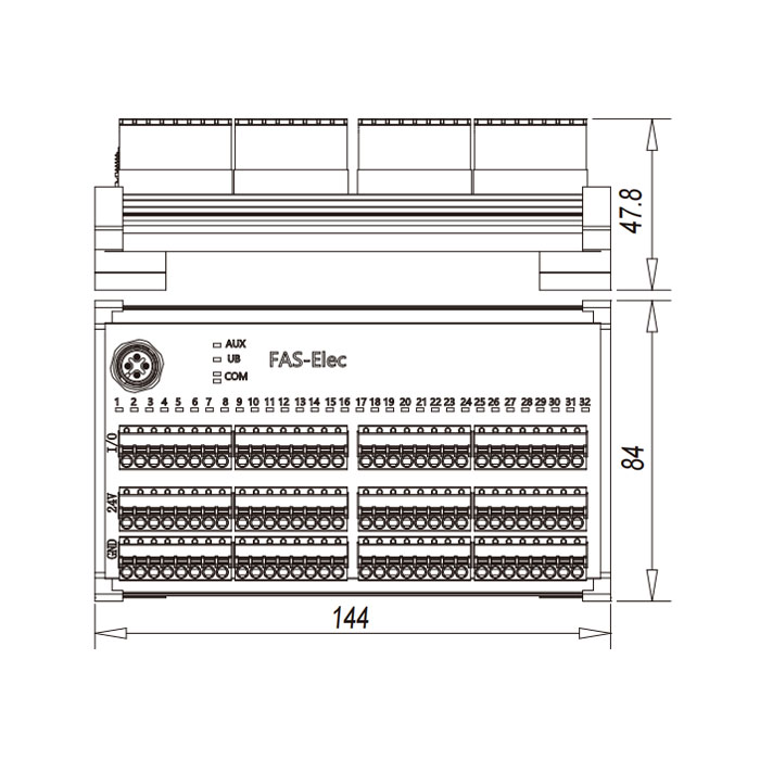 IP20、IO-Link Hub、NPN、32DO 端子式模塊、00BS14