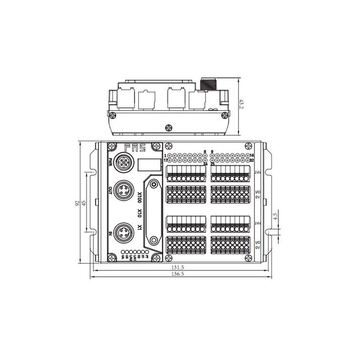 Modbus-RTU協議、IP20、32DI、NPN、端子式、遠程模塊、009M31