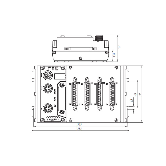 Modbus-RTU協議、IP20、64DI/DO 自適應配置、PNP、D-Sub接口、遠程模塊、009M93