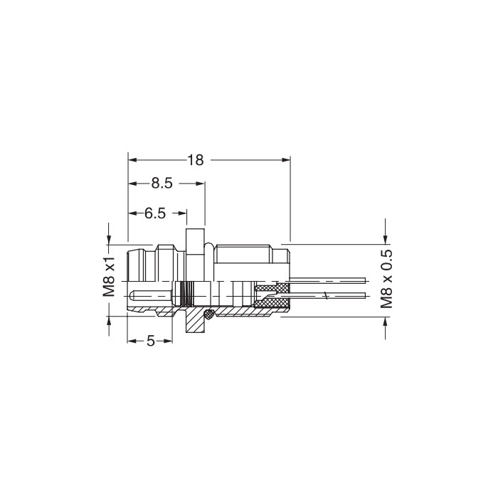 M8 4Pin、公頭直型、法蘭插座、板前安裝、63SA61-XXX