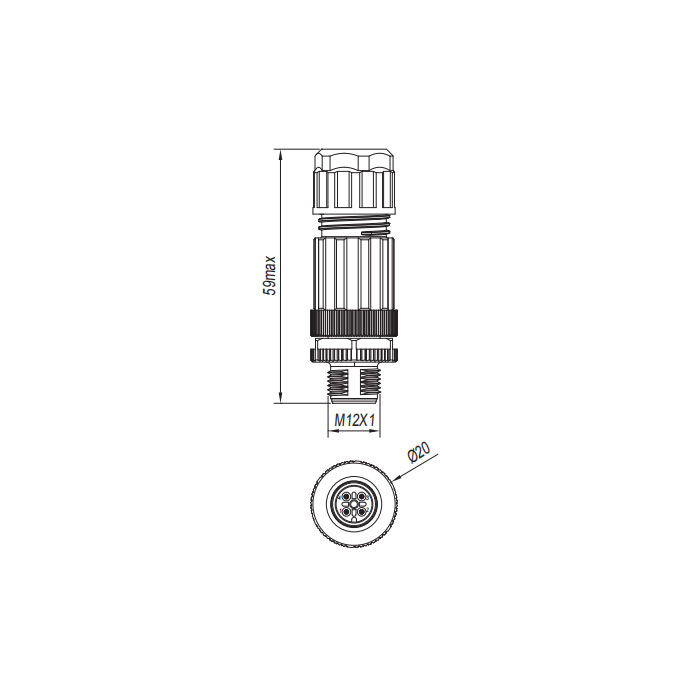 M12 4Pin、公頭直型、直插式連接、Y型分線器、64FX21