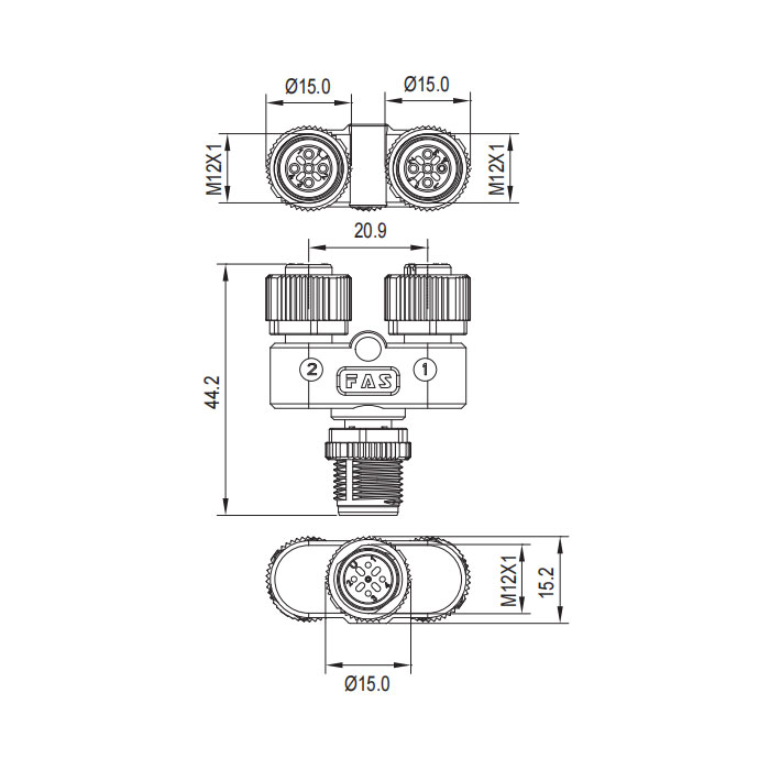 M12 5Pin male/2M12 5Pin female 、Y-connector、644331