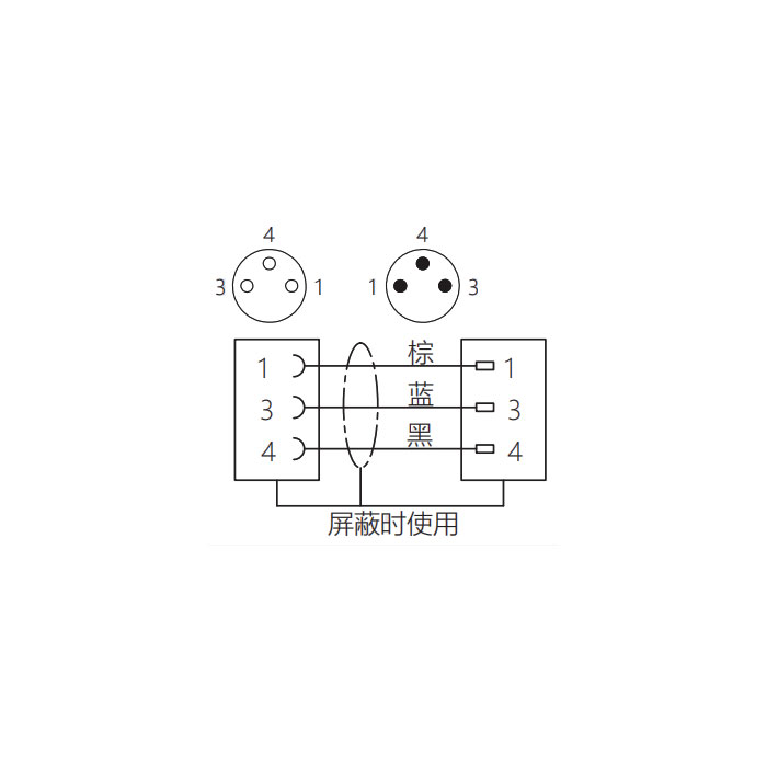 M8 3Pin、母頭直型轉(zhuǎn)公頭90°、雙端預(yù)鑄PUR柔性電纜、黑色護套、63D041-XXX 