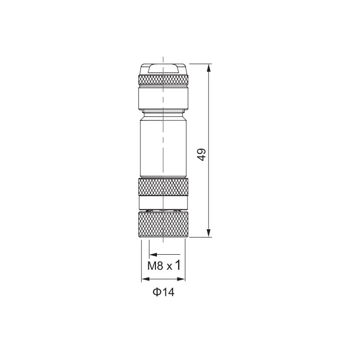 M8 4Pin、母頭直型、螺釘連接、金屬屏蔽、63F181