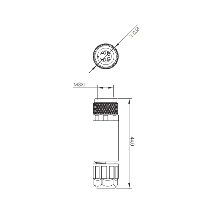 M8 4Pin、母頭直型、螺釘連接、63F081