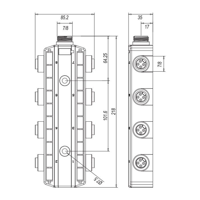 7/8”接口、4Pin、8端口、電源分線盒、270481