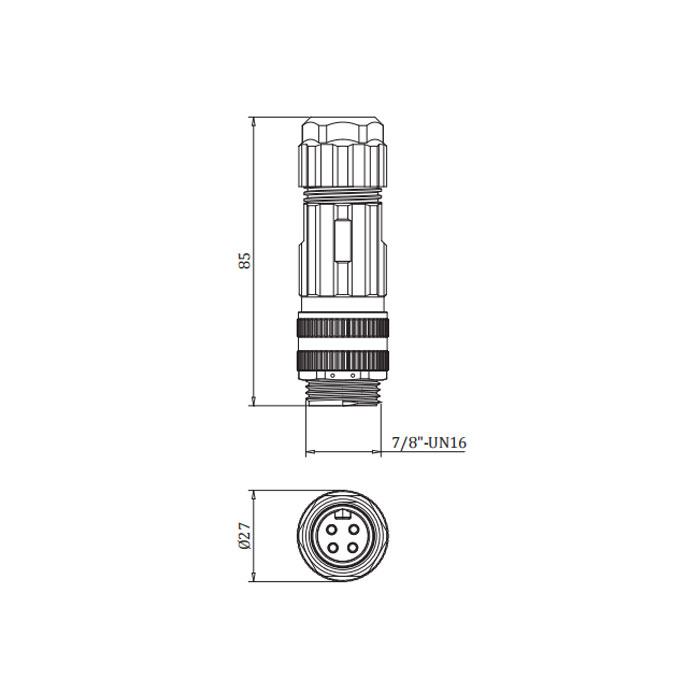 7/8” 4Pin、公頭直型、螺釘連接、0PF061