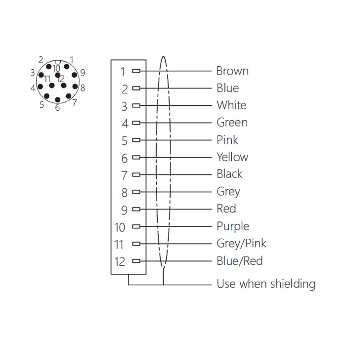 M12 12Pin、Male、Flanged connector、Board rear mount、Welding installation、64SC81H