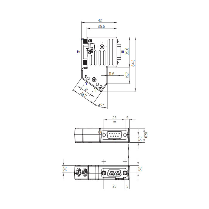 Profibus 帶有可切換終端電阻的總線插頭、0CE141