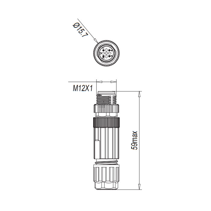 M12 4Pin、公頭直型、直插式連接、64F841