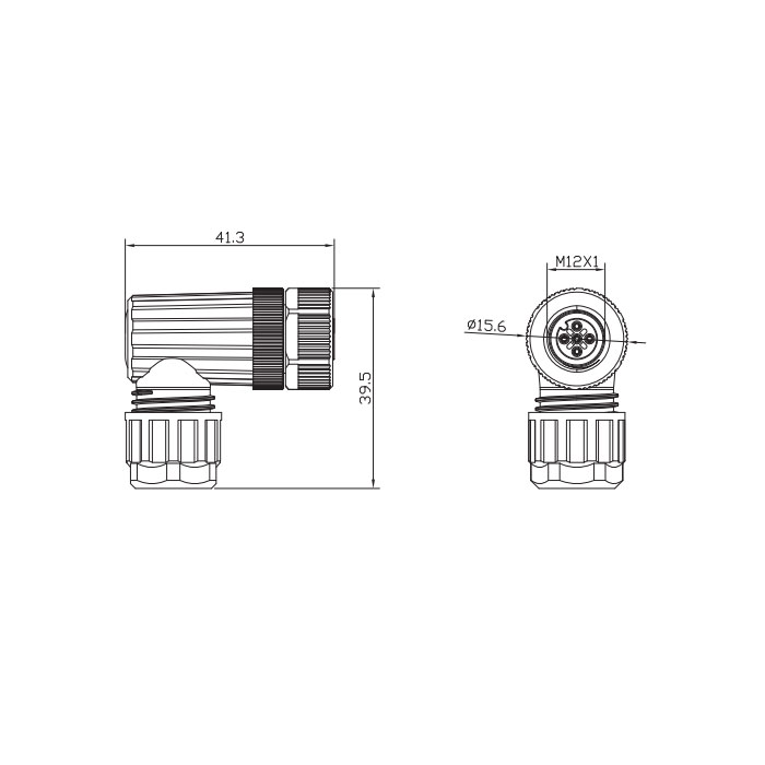 M12 4Pin、Female 90°、Push-in terminal、64F943 