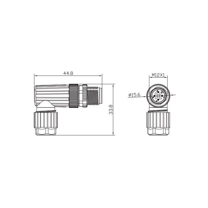 M12 4Pin、Male 90°、Push-in terminal、64F843 