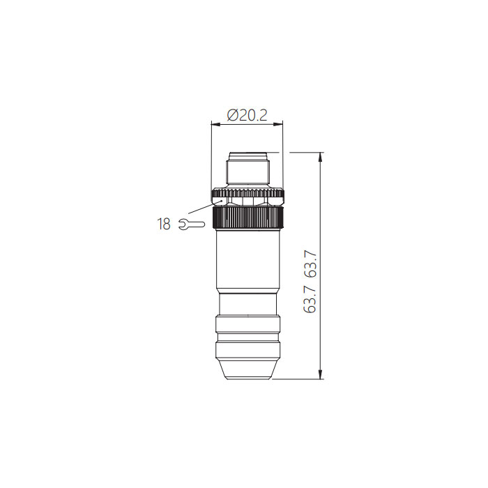 M12 5Pin、B-coded、Straight male、Screw connection、Metal shielding、0CF001