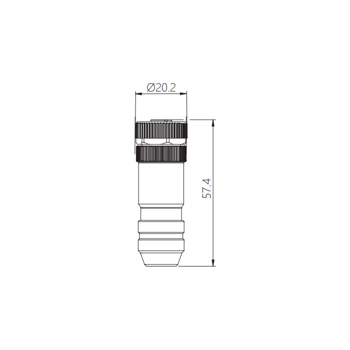 M12 4Pin、母頭直型、螺釘連接、金屬屏蔽、64F441 