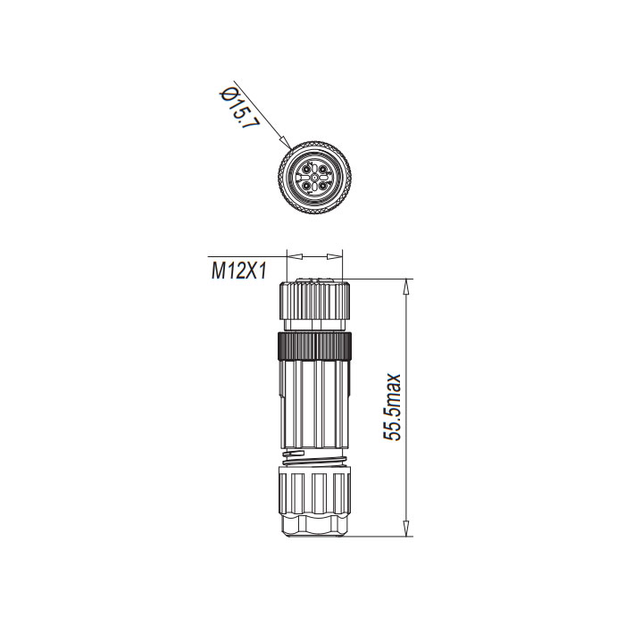 M12 4Pin、母頭直型、直插式連接、64F941