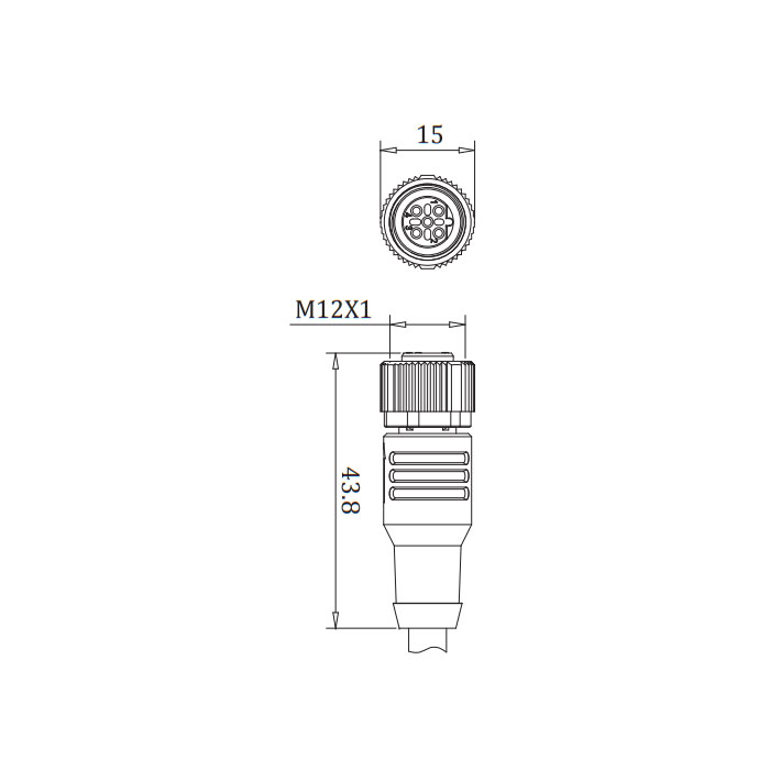 M12 5Pin、B-coded、Straight type female、Single end pre cast PVC non flexible cable、Purple sheath、0C4003-XXX