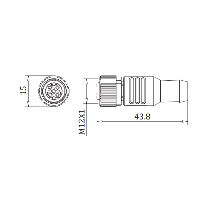 M12 5Pin 直型母頭、B-coded 、Profibus總線終端電阻、0C4R13