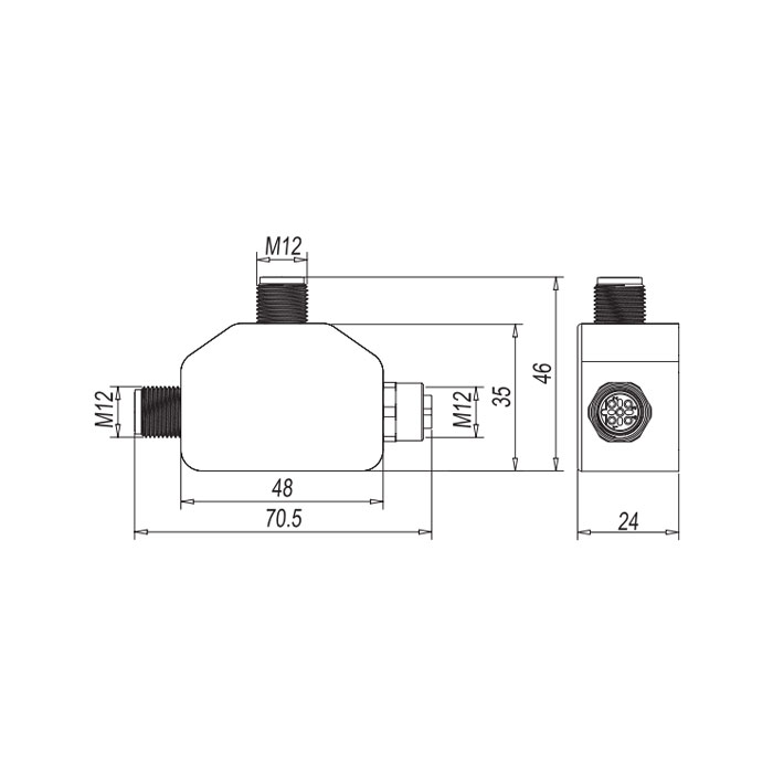 M12 5Pin母頭/2M12 5Pin公頭、B-coded 、T型連接器、0C5555