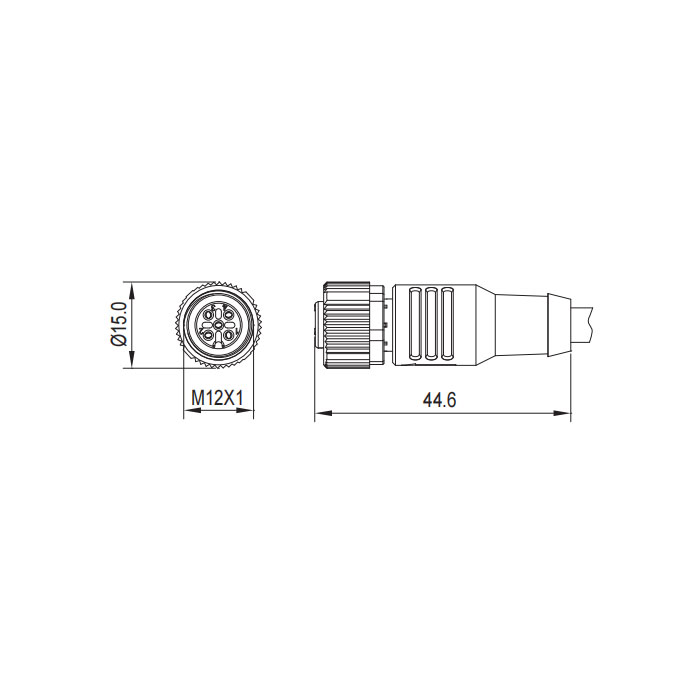 M12 4Pin，母頭直型、單端預鑄PUR柔性電纜、帶屏蔽、紫色護套、0C4A01-XXX