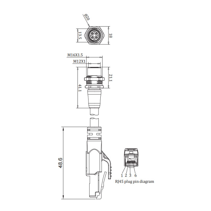 M12 4Pin  flange male (D-coded)/RJ45、Dual end pre cast  PVC non flexible cable、With shielding 、Green sheath、0C4221-XXX