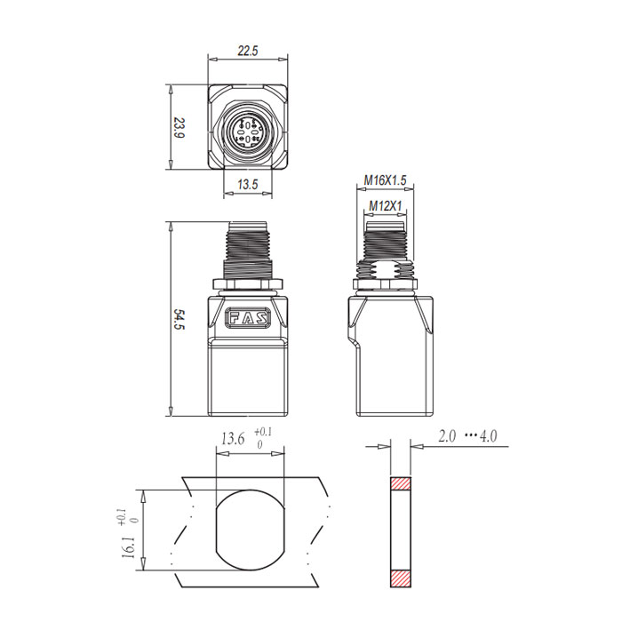 M12 4Pin female (D-coded)/RJ45 straight type 、0C4E01 