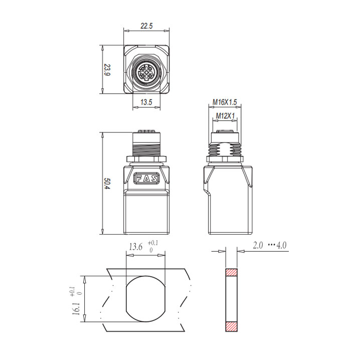 M12 4Pin male (D-coded)/RJ45 straight angle type 、0C4E23