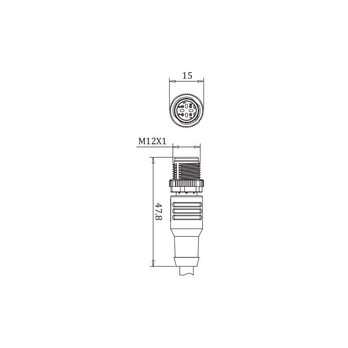 M12 4Pin、Straight male、D-coded、Single end pre cast PVC non flexible cable、With shielding 、Green sheath、0C4503-XXX