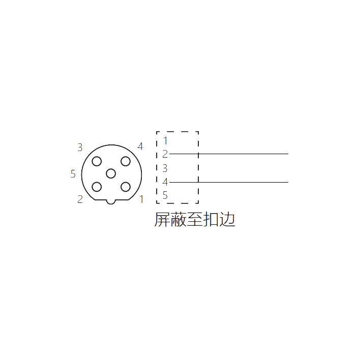 M12 5Pin 母頭直型、B-coded、單端預鑄PVC非柔性電纜、帶屏蔽、紫色護套、0C4003-XXX