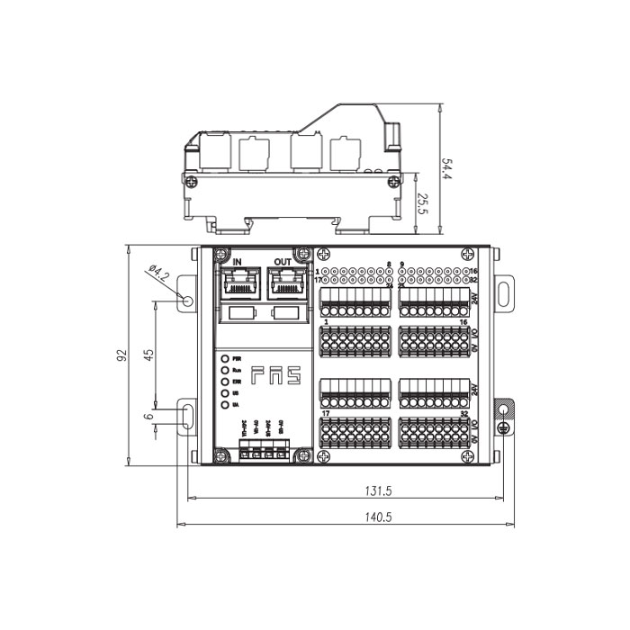 PROFINET協議、IP20、32DI、PNP、端子式、RJ45網口、遠程模塊、009A34