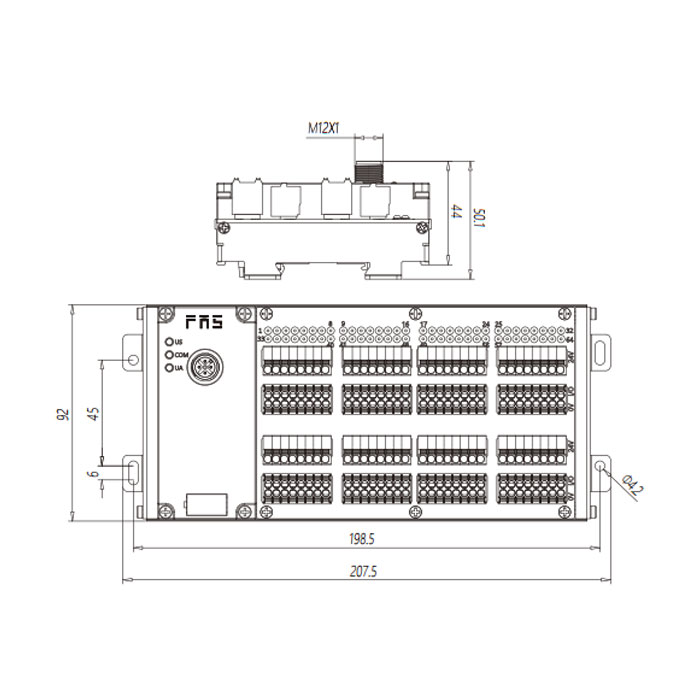 IP20、IO-Link Hub、PNP、64DI/DO 自適應、Class B、端子式模塊、009C73