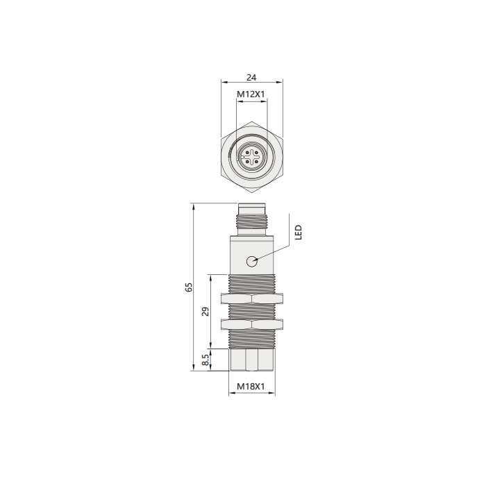 IO-Link Hub、RFID、? 18 x 65 mm、可讀/寫緊湊型處理器、FIS106