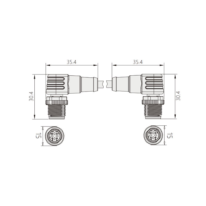 M12 4Pin D-coded、公頭90°轉(zhuǎn)公頭90°、雙端預(yù)鑄PVC非柔性電纜、帶屏蔽、黃色護(hù)套、0C4498-XXX