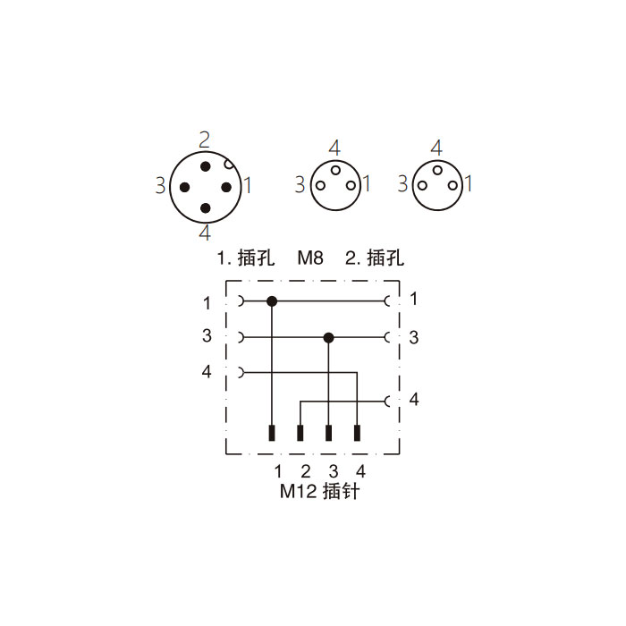 M12 5Pin公頭/2M12 5Pin母頭、Y型插接器、644481