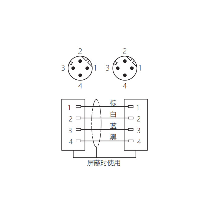 M12 4Pin D-coded、公頭直型轉公頭直型、雙端預鑄PVC非柔性電纜、帶屏蔽、灰色護套、64DD27-XXX