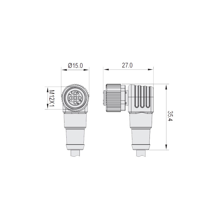 M12 5Pin、母頭90°、單端預(yù)鑄電纜、防焊渣PUR材質(zhì)、黃色護(hù)套、64T541-XXX