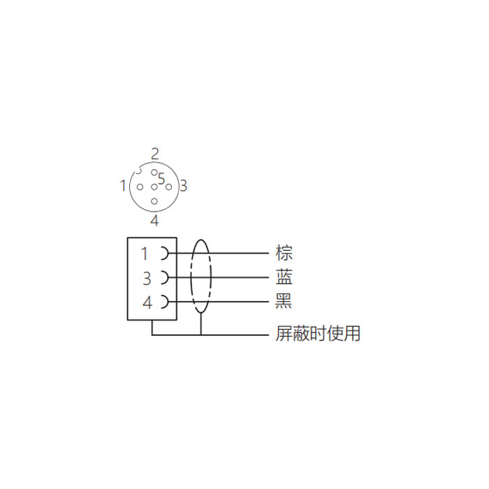 M12 3Pin、母頭直型、單端預鑄電纜、防焊渣PUR材質、黃色護套、64T011-XXX