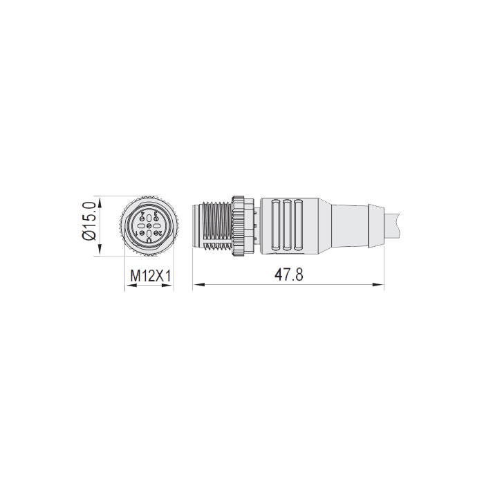 M12 4Pin、公頭直型、單端預(yù)鑄電纜、防焊渣PUR材質(zhì)、黃色護(hù)套、64T051-XXX