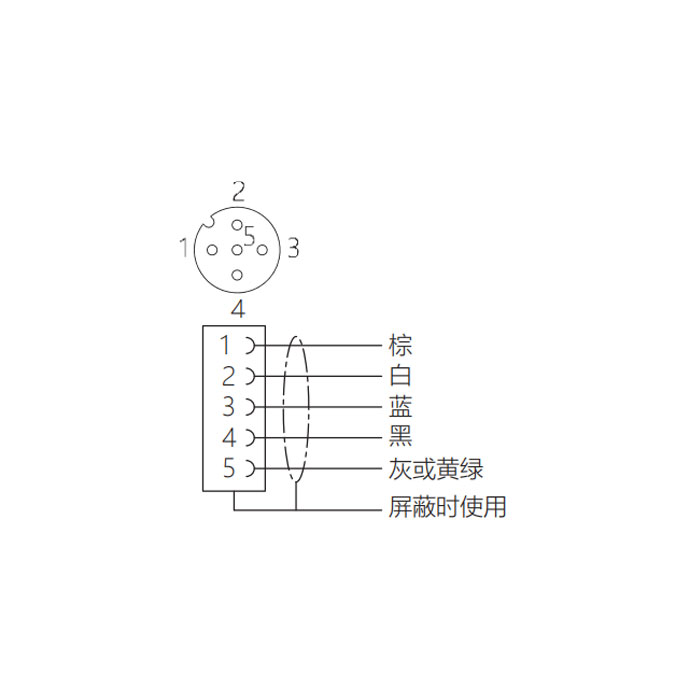 M12 5Pin、母頭90°、單端預(yù)鑄電纜、防焊渣PUR材質(zhì)、黃色護(hù)套、64T541-XXX