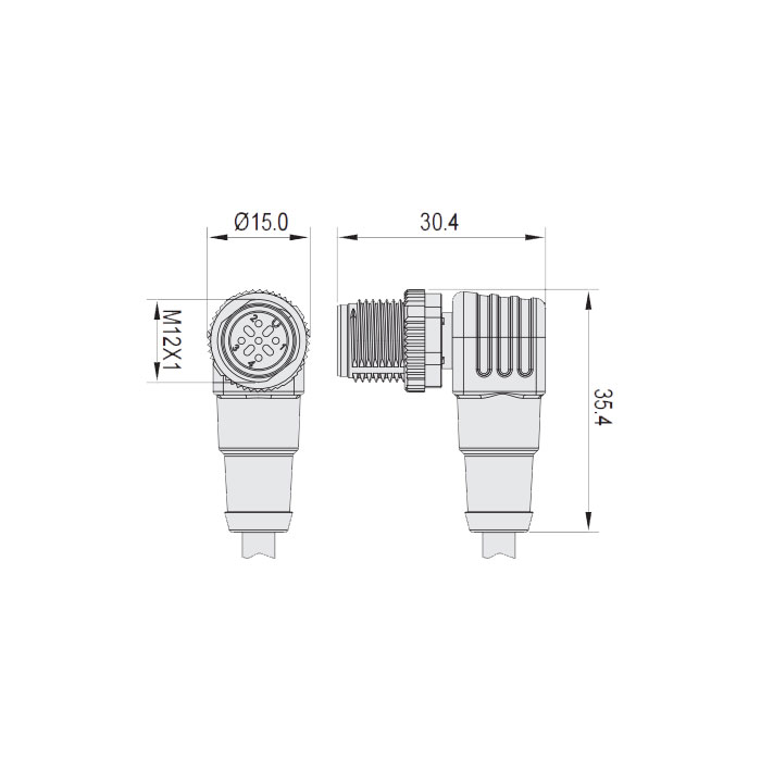 M12 5Pin、公頭90°、單端預鑄電纜、防焊渣PUR材質、黃色護套、64T561-XXX