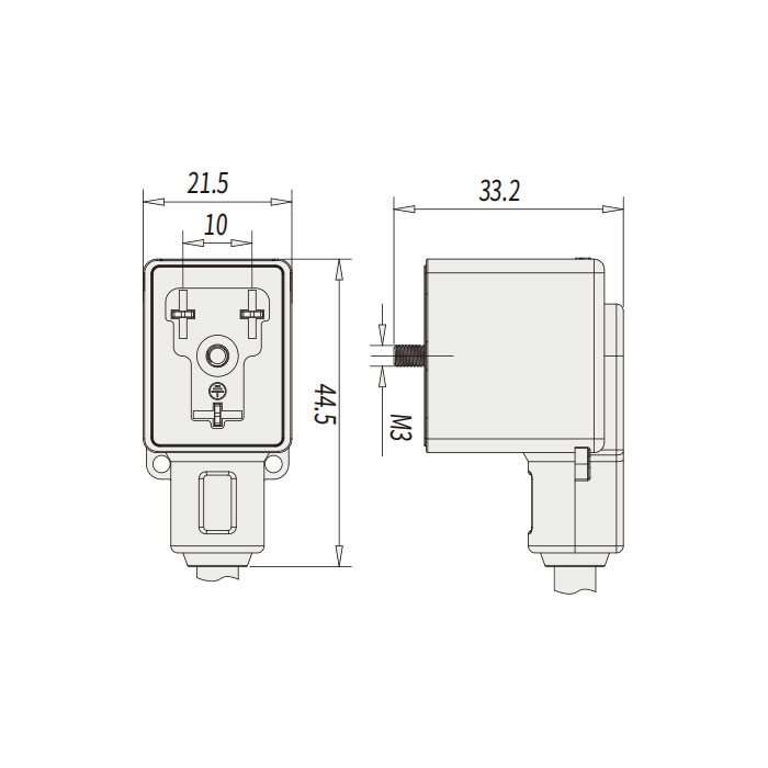 閥門插頭類型B、DIN、10mm、3Pin、單端預鑄PVC非柔性電纜、灰色護套、6VB003-XXX