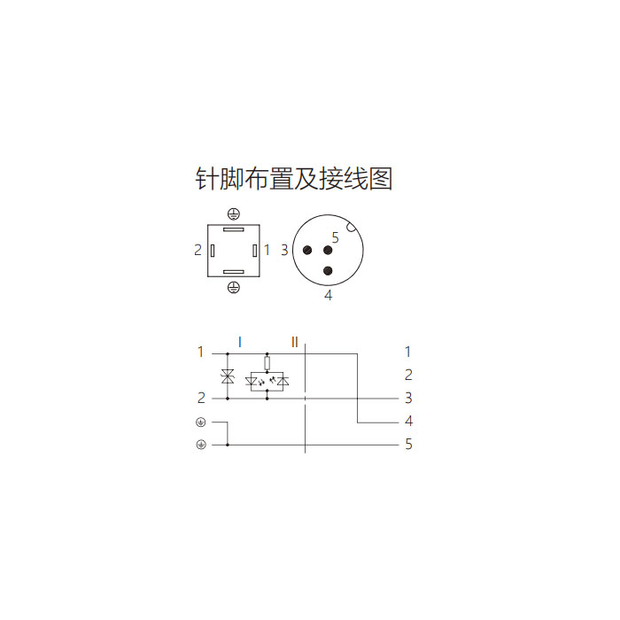 閥門插頭類型C，工業，9.4 mm，4Pin/M12公頭直型、雙端預鑄PVC非柔性電纜、灰色護套、6VC063-XXX