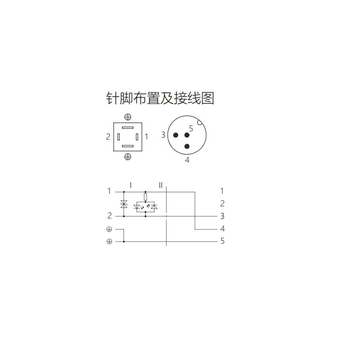 閥門插頭類型C，DIN，8mm，4Pin/M12公頭直型、雙端預鑄PUR柔性電纜、黑色護套、6VC021-XXX