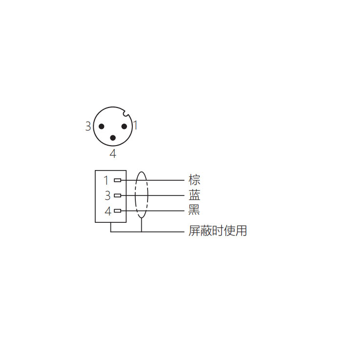 M12 3Pin、公頭90°、單端預(yù)鑄PUR柔性電纜、帶屏蔽、黑色護套、64S505-XXX