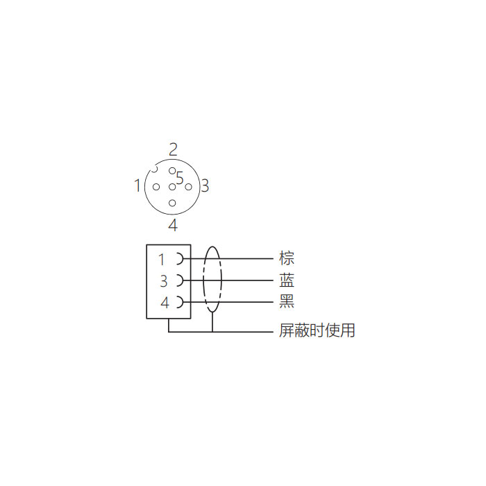 M12 3Pin、母頭直型、單端預(yù)鑄PUR柔性電纜、黑色護套、64S021-XXX