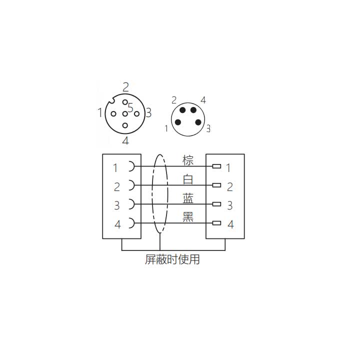 M12母頭直型轉(zhuǎn)M8公頭直型、4Pin、雙端預(yù)鑄PUR柔性電纜、黑色護(hù)套、64D061-XXX