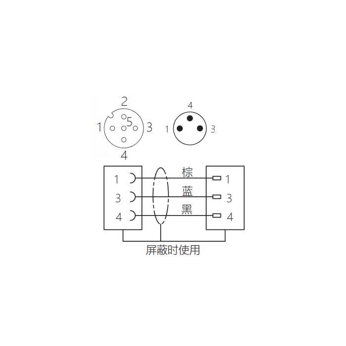 M12母頭90°轉M8公頭直型、3Pin、雙端預鑄PVC非柔性電纜、灰色護套、64D023-XXX